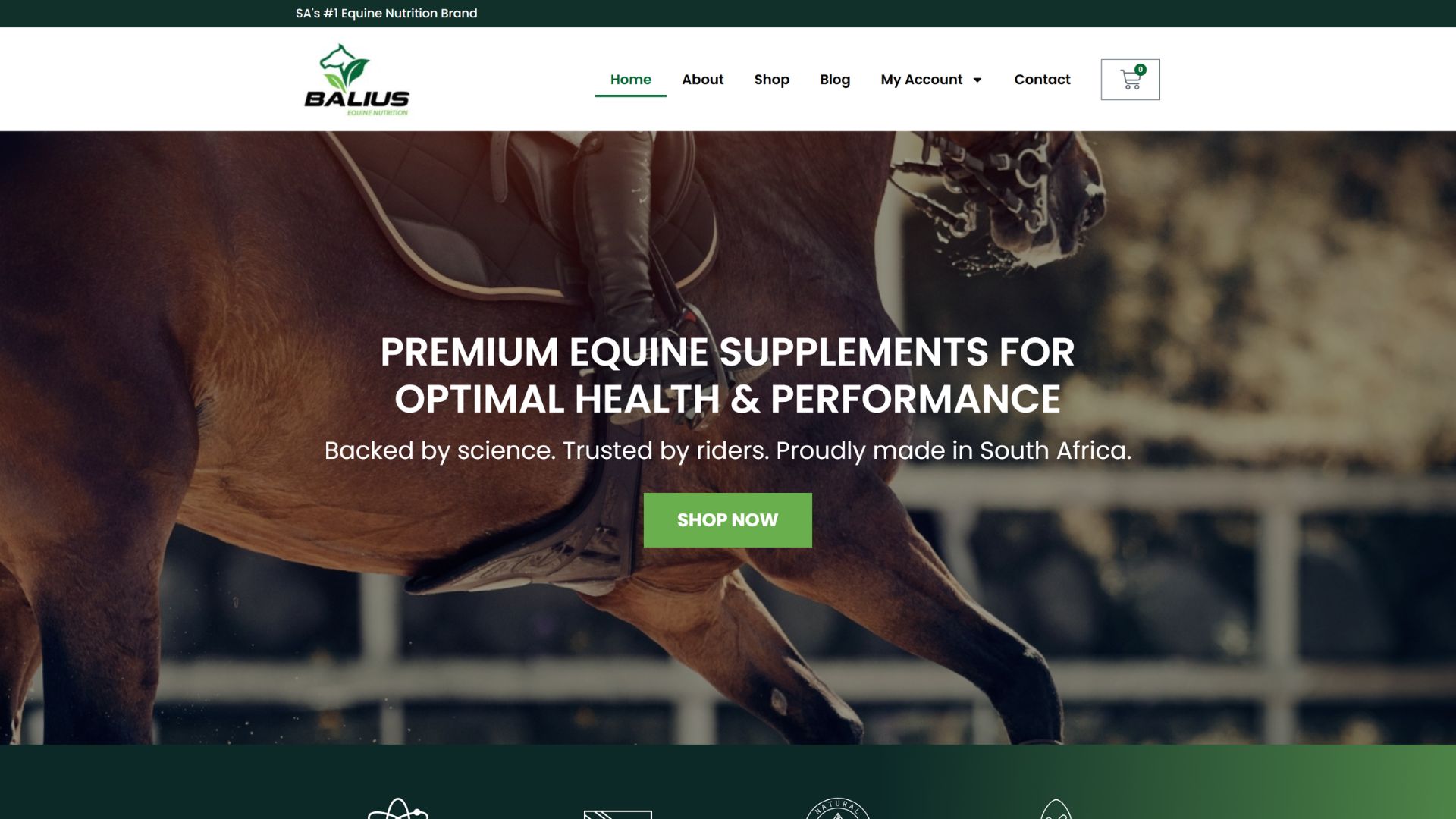 Balius Equine Nutrition website screenshot