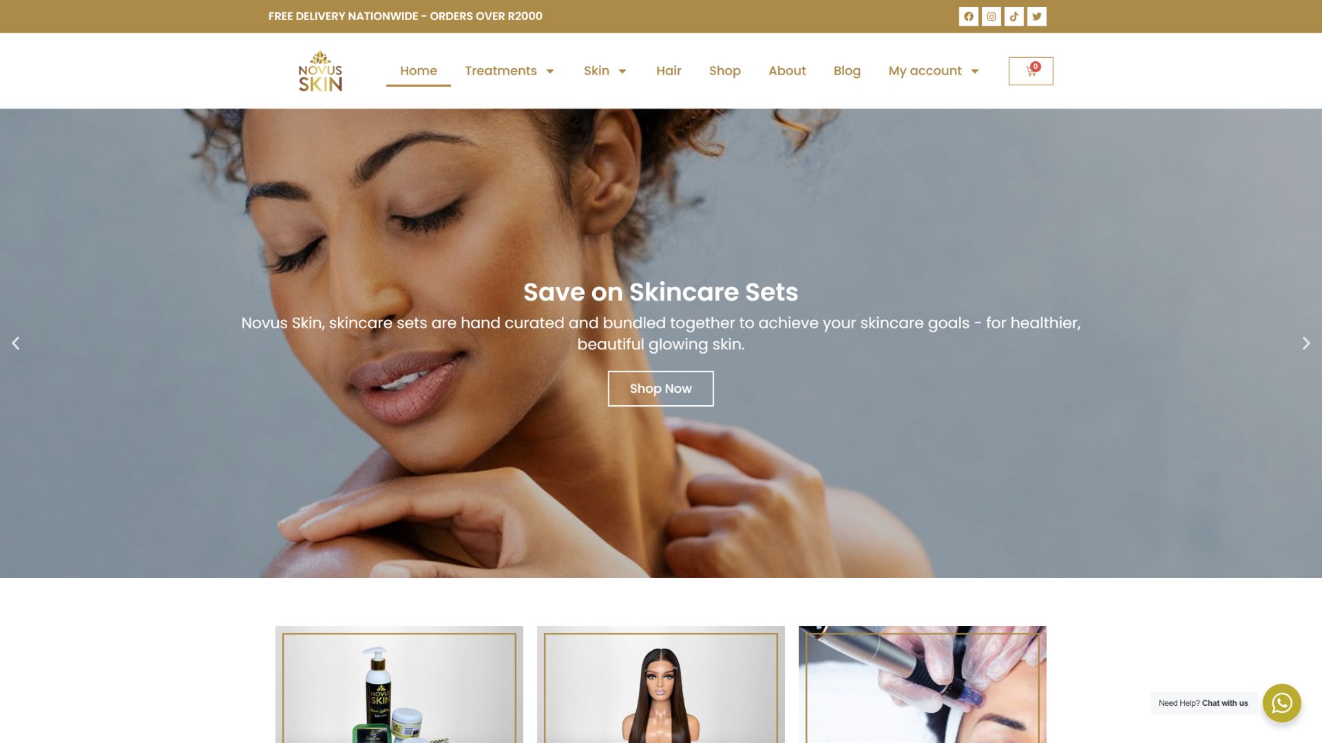 Novus Skin website screenshot
